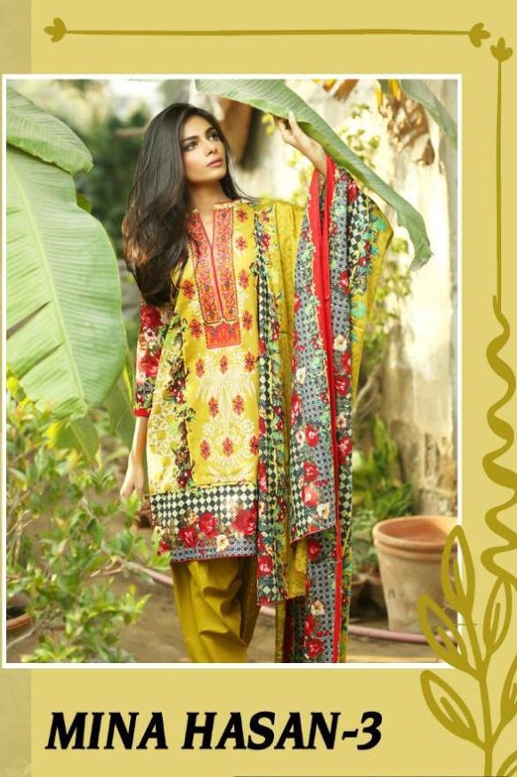 Mina Hasan 3 Karachi Dress Materials Catalogue