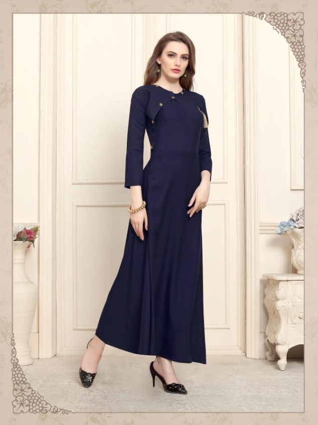 Rayon Plain Full Long Gown Type Kurti at Rs 550 in Surat | ID: 17754349473