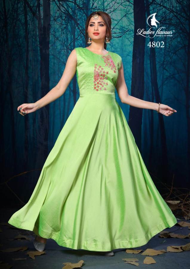 Pista Green Stylish Party Wear Gown Collection (Set Of 7 Pcs) Catalog