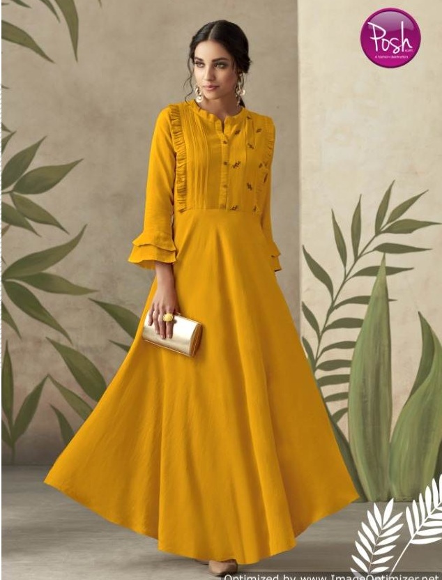 Alize Present Posh Festival Wear Long Gown Style Rayon Kurti Collection