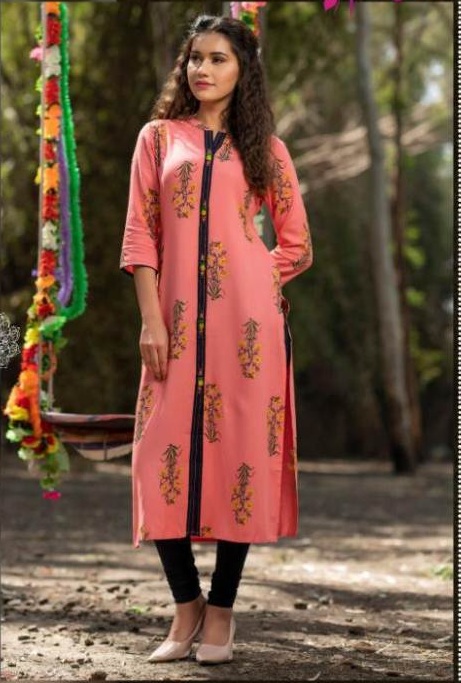 Parishi Present Psyna Designer Rayon Printed Straight Kurtis Catalogue