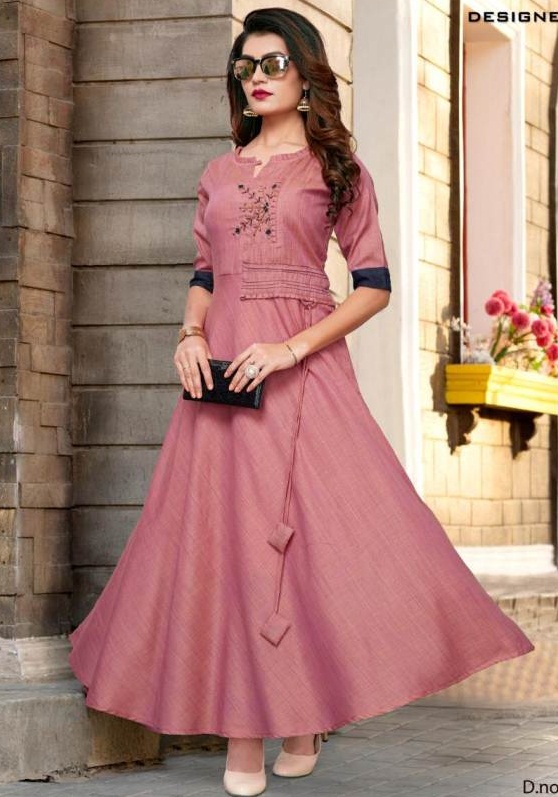 Designer Gown in Pure Silk and Peach Net - Rana's by Kshitija