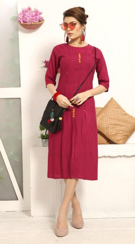 Gallberry Presents Colors Rayon Slub Straight Kurtis Catalogue