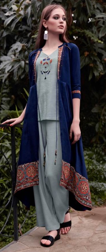Lymi Present Genesis Heavy Rayon Shrug Style Kurti With Bottom