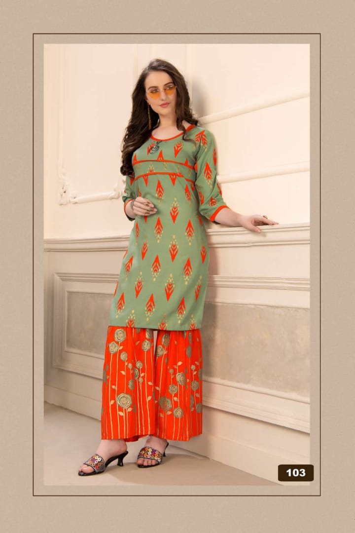 Fashion Talks Presents Plazo Queen Collection Of Printed Kurtis With Sharara