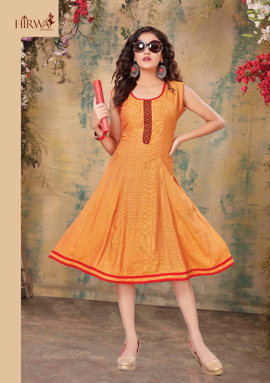 Hirwa Presents Kareena Collection Of Heavy Rayon Round Casual Short Kurtis