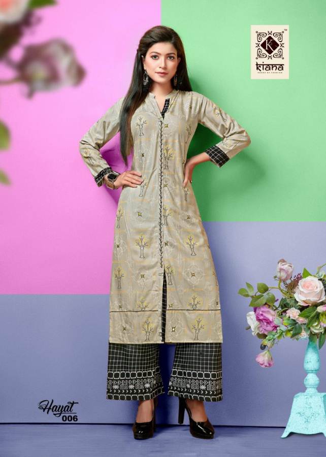 Kiana Presents Hayat Heavy Rayon Embroidered Kurti With Palazzo