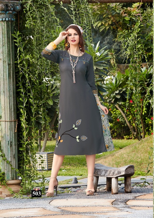 Royal Collection Presents Leaf Heavy Rayon Printed Designer Kurtis