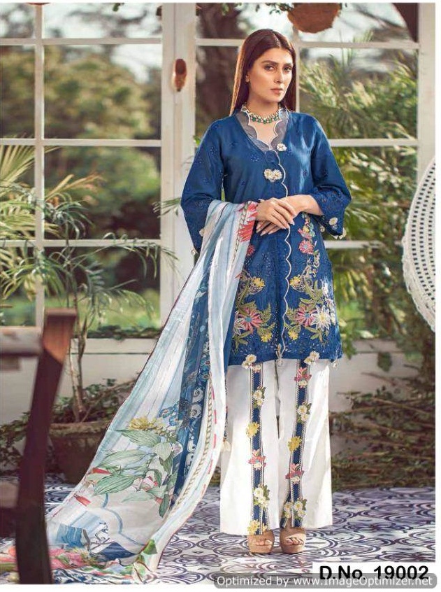 Saniya Presents Lelaf Collection Of Cambric Cotton Heavy Embroidered Designer Pakistani Suits