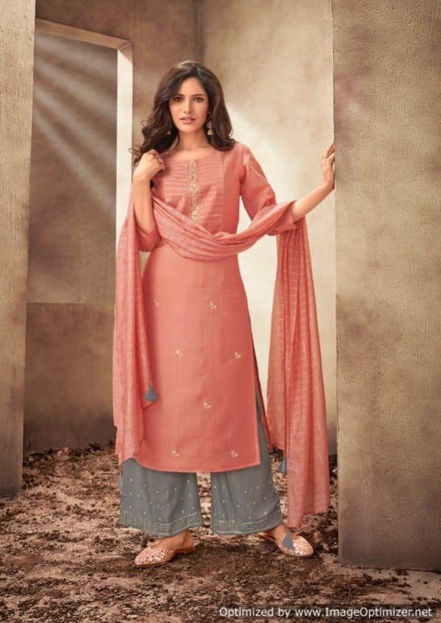 Vink Presents Starlight Collection Of Ready Made Heavy Silk Base Kurti With Bottom And Dupatta