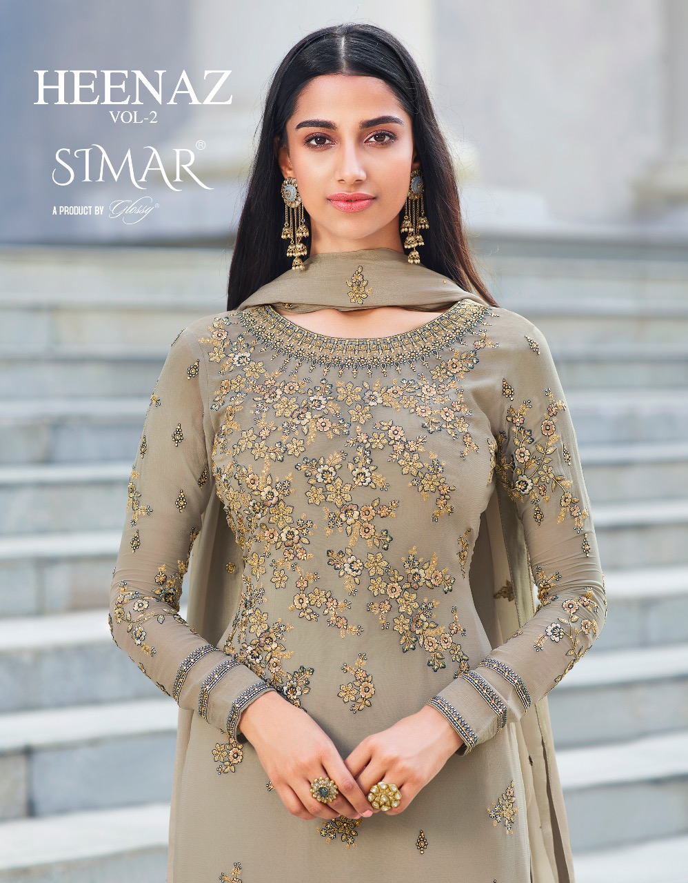 Glossy Presents Simar Heenaz 2 Heavy Georgette Embroidered Salwar Suits