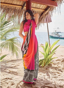 Sanskar Presents Instagram 2 Printed Georgette Running Wear Saree Collection