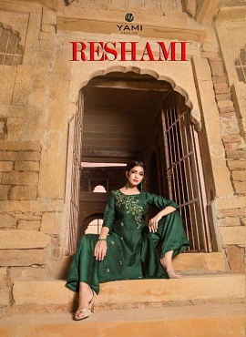 Yami Presents Reshami Heavy Viscose Designer Kurti With Bottom Collection