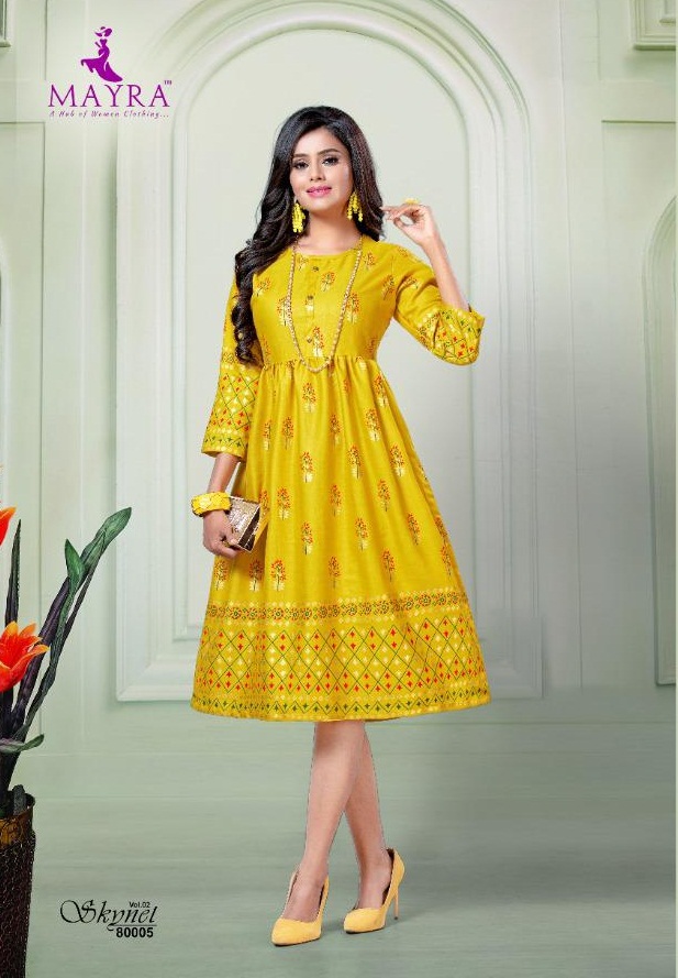 Mayra  Presents Skynet Vol 2 Printed Kurti Collection