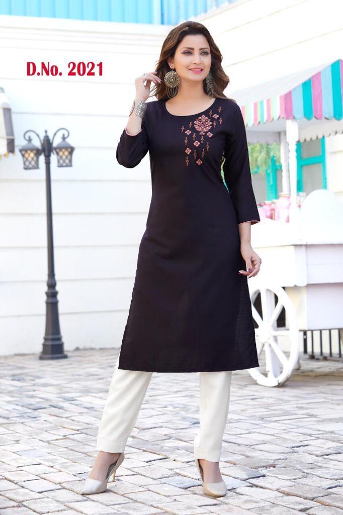 Buy Women's Rayon Hand Block Printed Straight Kurti with Pant and Dupatta  Set (Black-Medium/38) at Amazon.in
