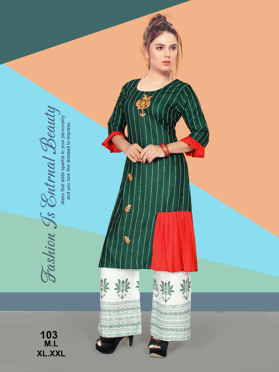 Ft  Presents Plazo Masti  Printed Kurti With Bottom