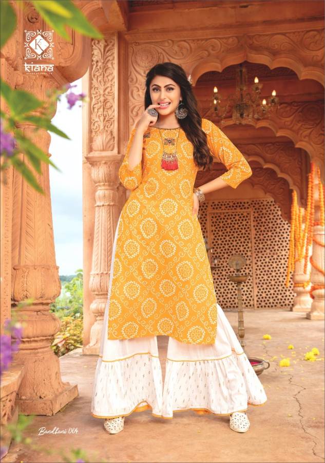 Kiana Presents Bandhani Stylish Kurti With Bottom Festival Collection