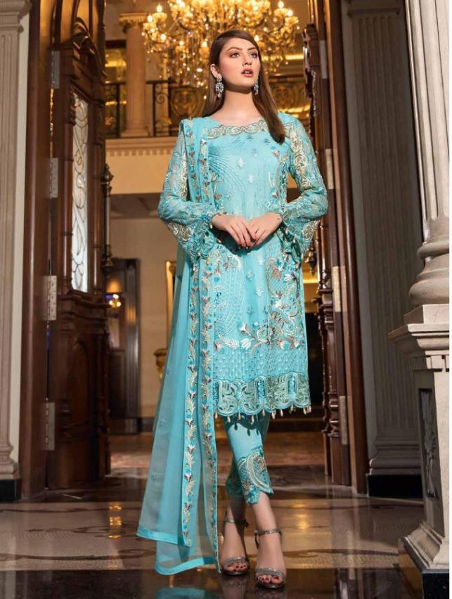 Khayyira Presents Fuchsia Designer Pakistani Salwar Suits