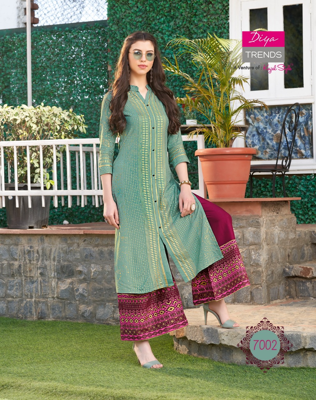 Buy Turquoise Cotton Flared Kurta Palazzo Suit Set (Kurta, Straight  Palazzo, Dupatta) for INR2497.50 | Biba India