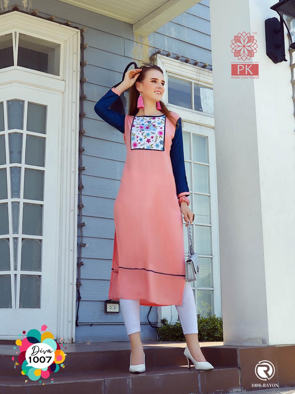 Pk Presents Fashion Diva 1 Collection Of Pure Heavy Rayon Designer Kurtis