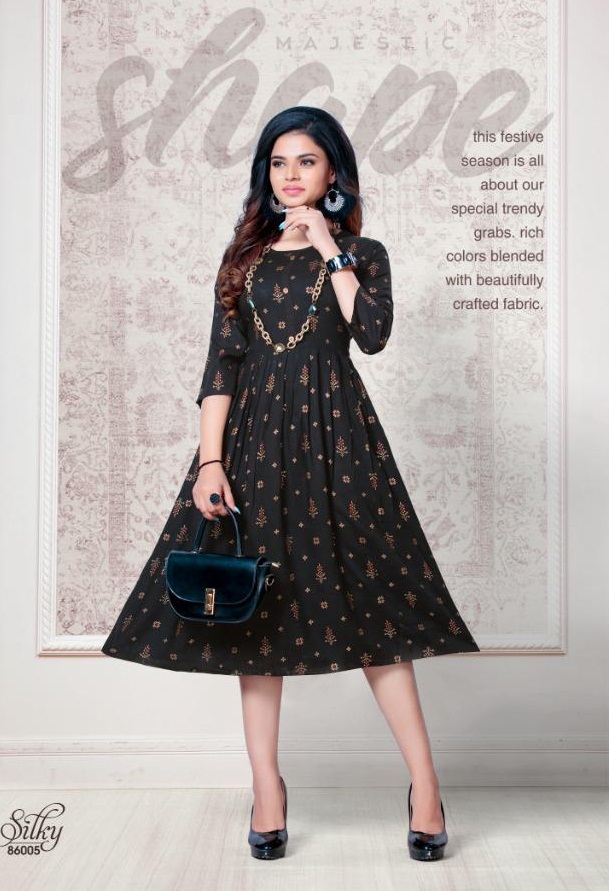 Mayra  Presents Silky  Long Kurti Collection