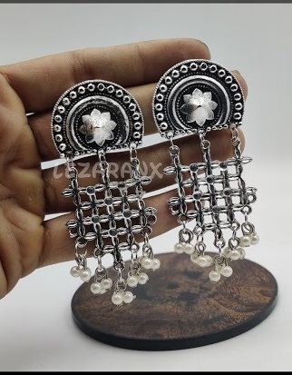 Oxidised Silver Peacock Jhumki Earring - Mrigangi