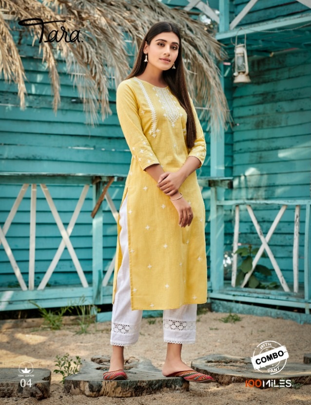 100miles Tara Fancy Kurti  Pant Combo Set Catalog