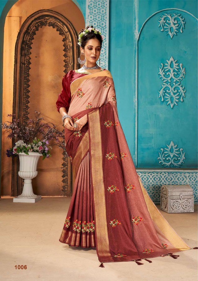 Saroj Udaan Lichi Silk With Work Butta And Satin Border
