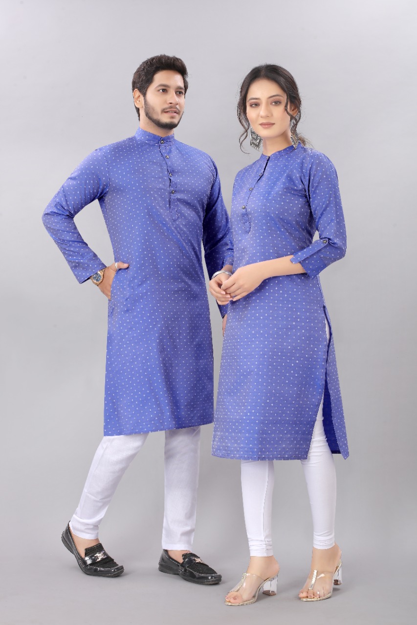 Purple Beautiful Color Combination For Couple Kurti Kurta Collection
