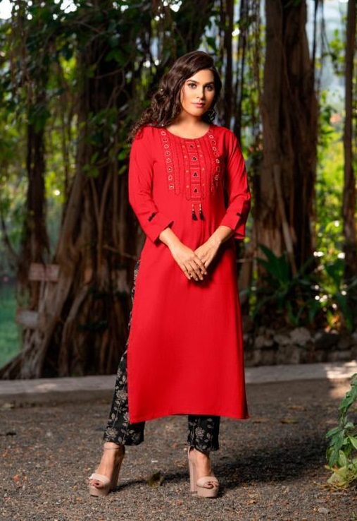 Psyna Pent House Rayon Designer Printed Kurtis With Pant Set Catalog