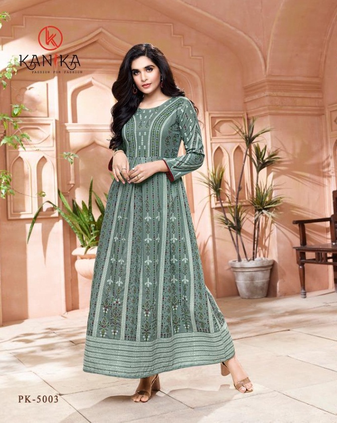 Kanika Pankhudi Viscose Gold Print Long Kurti Catalog
