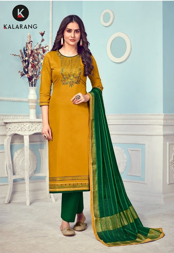 Kalarang Mihika Designer Cotton Embroidery Salwar Suits Catalog