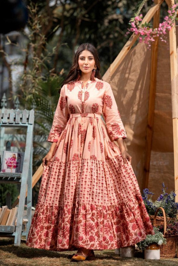 Psyna Phool  Vol 4 Fancy Wear Cambric Cotton Long Anarkali Kurti Catalog