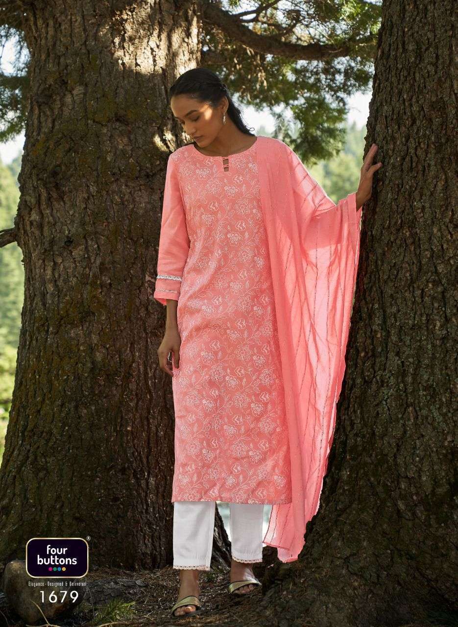 Four Buttons Four Gems Vol4 Viscose Silk With Printed Kurtis With Bottom And Dupatta Catalog