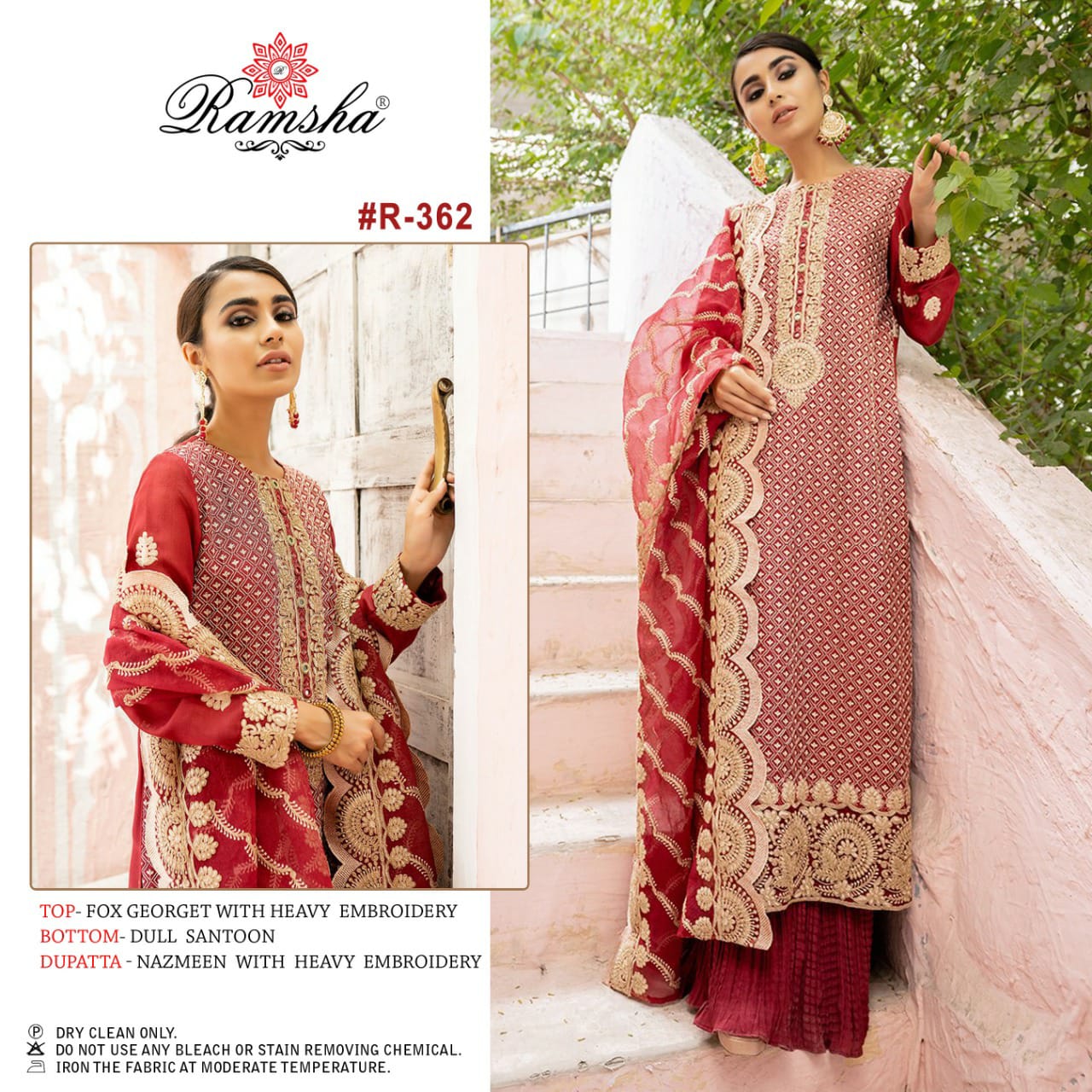 Ramsha R 359 To R 362 Fancy Georgette Embroidery Pakistani Salwar Suits Catalog