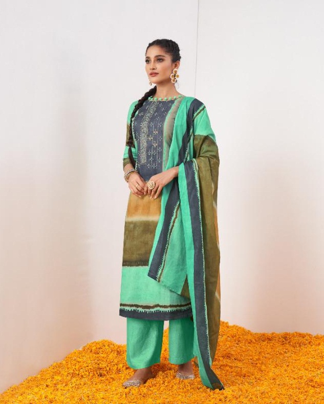 Azara Marigold Cambric Cotton Designer Dress Material Collection