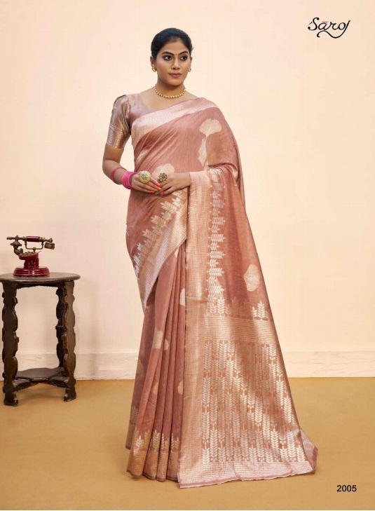 Saroj Nasheen Vol  2 Festive Wear Linen Cotton Silk Saree Catalog