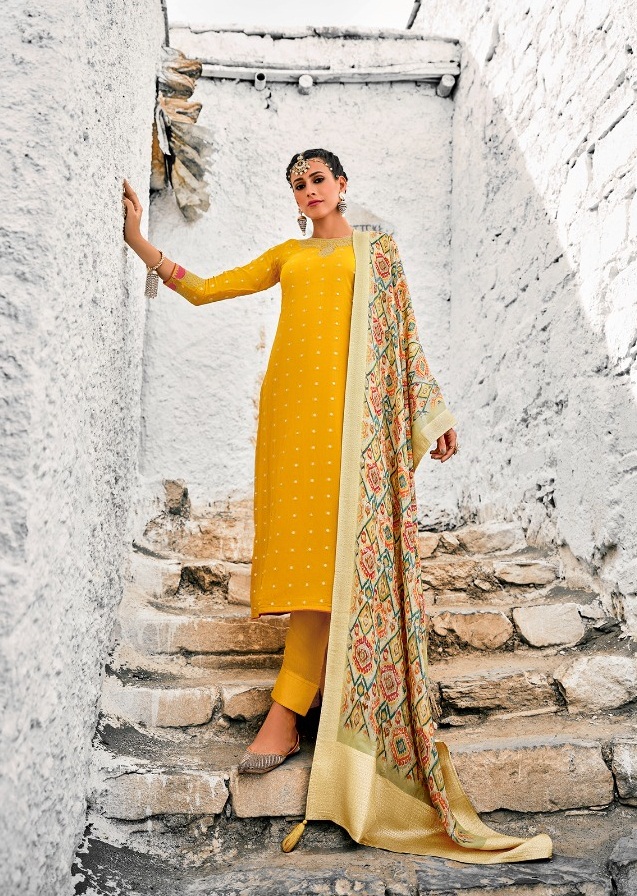 Ibiza Florasion Chinon Jacquard Designer Dress Material Collection