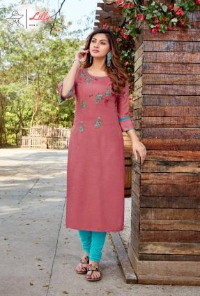 Lilly Senorita Designer Rayon Handwork Casual Wear Kurti Catalog