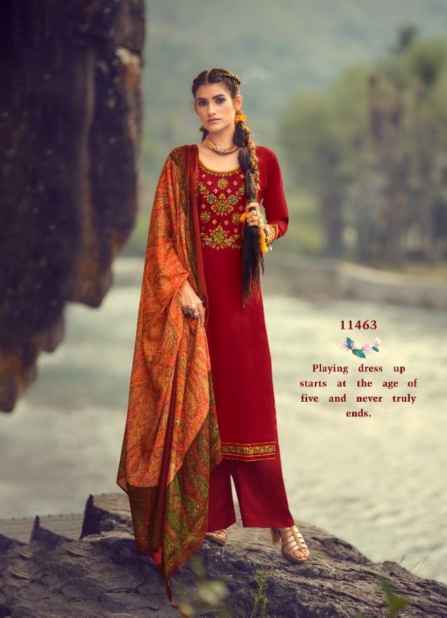 Panch Ratna Kalpana Silk Embroidery  Designer Dress Material Catalog