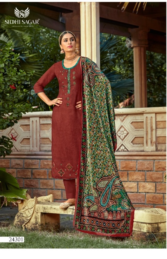 Siddhi Sagar Makhmal Kani Exclusive Wear Pashmina Dress Material Catalog