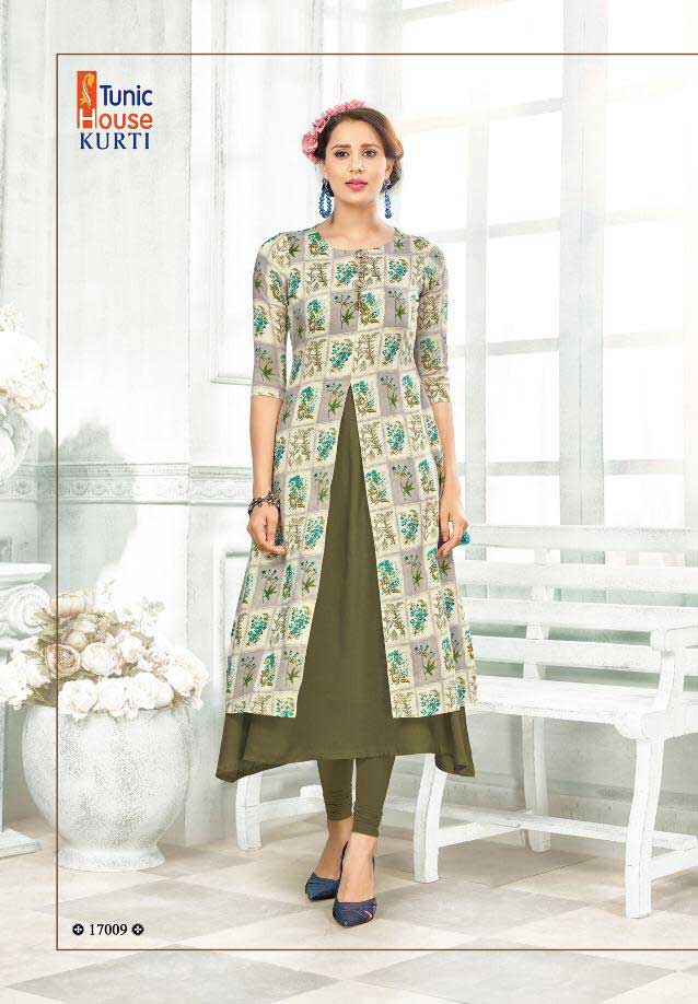 Tunic House Rukshar-2 Rayon Printed Double Layer Kurti Catalog