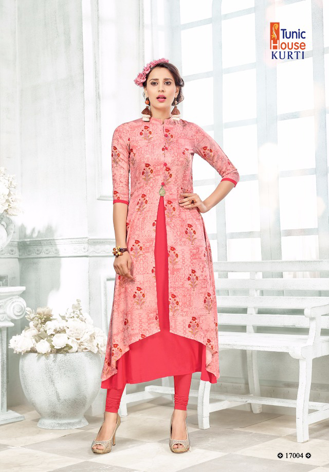 Tunic House Rukashar-1 Rayon Double Layer Flair Kurti Catalog