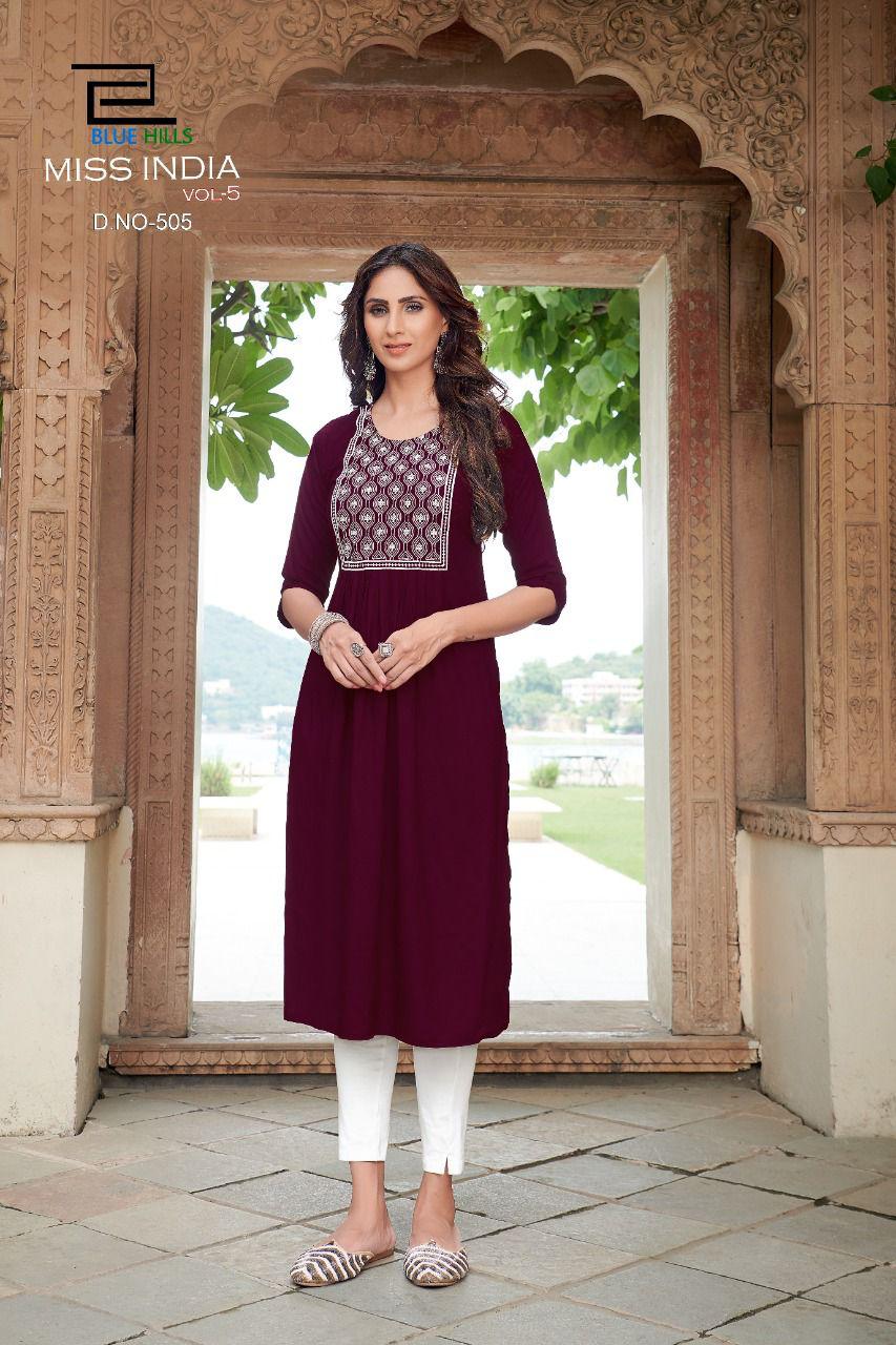 Buy Women Navy Blue Printed Collar Full Sleeve Kurtis Set Online in India -  Monte Carlo