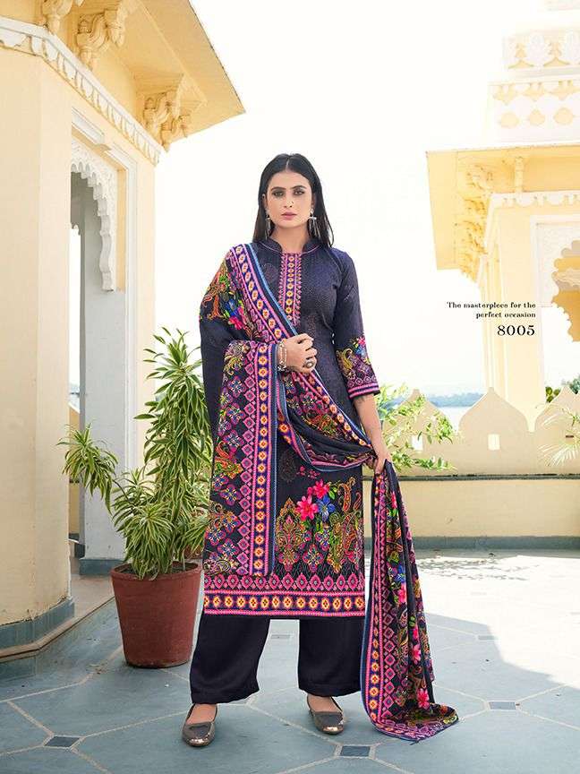 Roli Moli  Kalki 8001 To 8008 Series Pasmina Print Dress Material Catalog