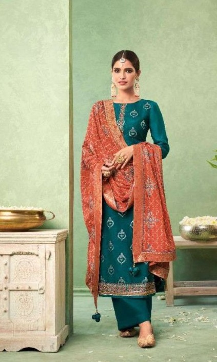 Glossy Gulnoor Embroidery Work Salwar Suits Catalog
