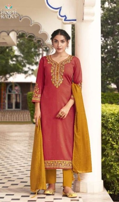 Panch Ratna Floral Designer Dress Material Catalog