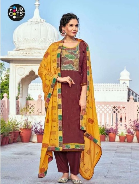 Fourdots Munira Viscose Upada Silk Dress Material Catalog