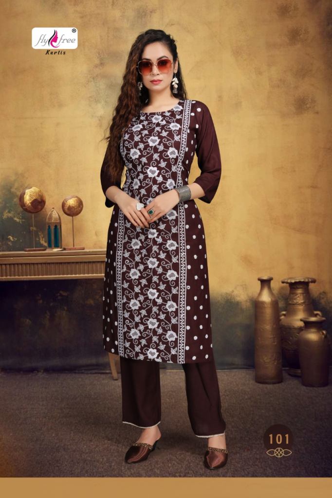 Fly Free Sunaina Fancy Regular Wear Designer Kurtis With Bottom Catalog