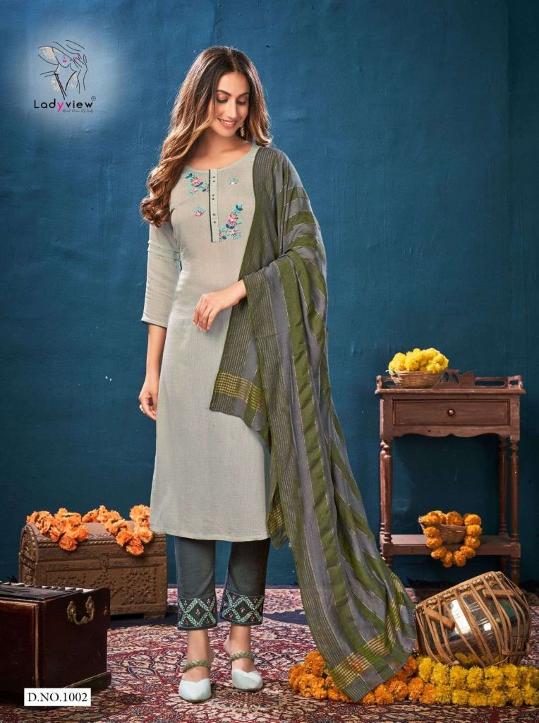 Ladyview Sarangi Fancy Khatli Hand Work Top With Bottom And Dupatta Catalog